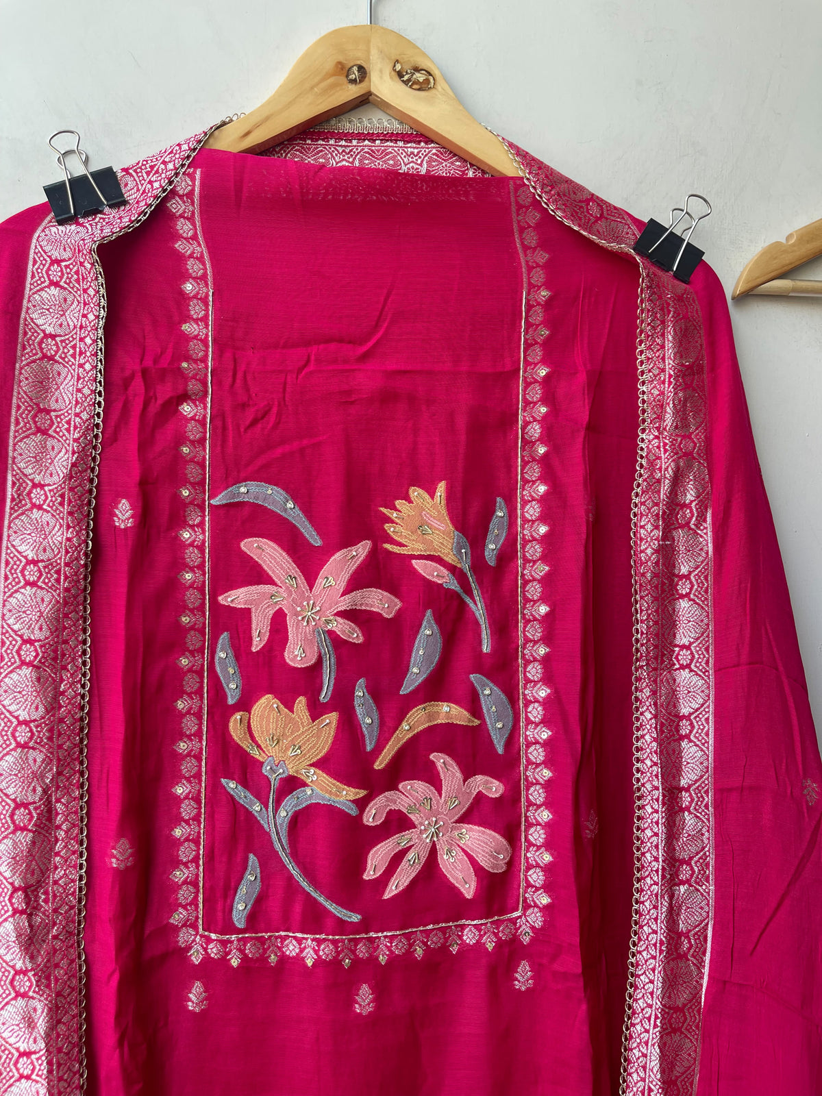 Banarasi Mul Chanderi Designer Unstitched 3pcs Suit Set