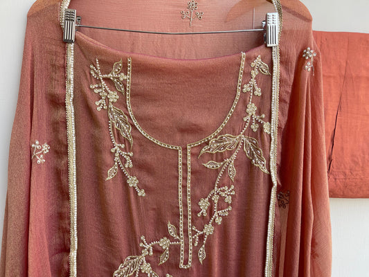 Crushed shimmer chinnon unstitched ladies suit Rc17964 (b)