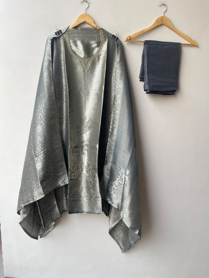 Premium Shimmer Giraffe Silk Weaving Unstitched 3 pcs Suit Set