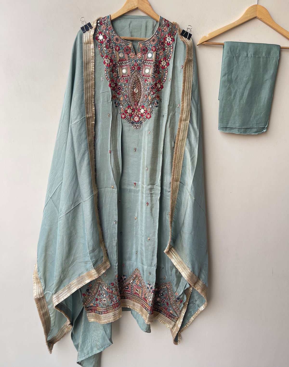 Premium Shimmer Silk Unstitched Designer Suit Set