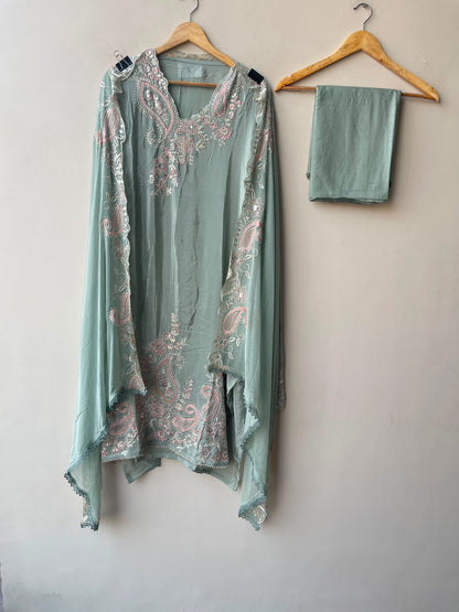 Satin crepe unstitched ladies suit Rc19298 (a)