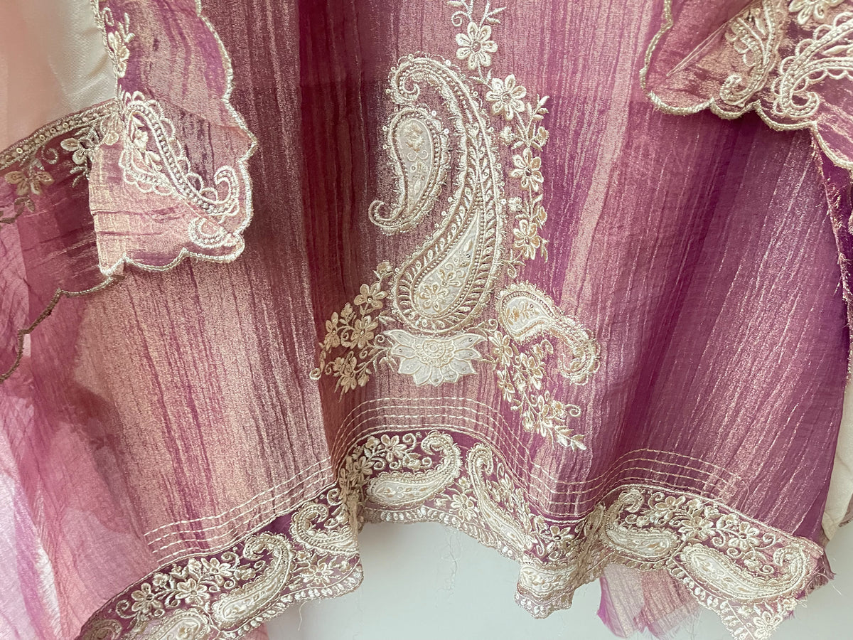 Exquisite Shimmer Tissue Embroidered Unstitched 3 pcs Designer Suit
