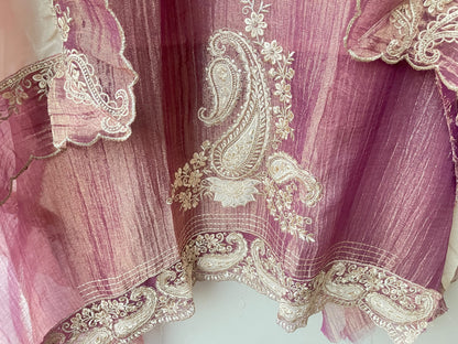 Exquisite Shimmer Tissue Embroidered Unstitched 3 pcs Designer Suit
