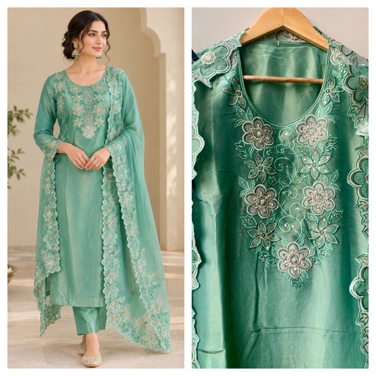 Shimmer Silk Organza Luxury Ensemble Unstitched Suit Set