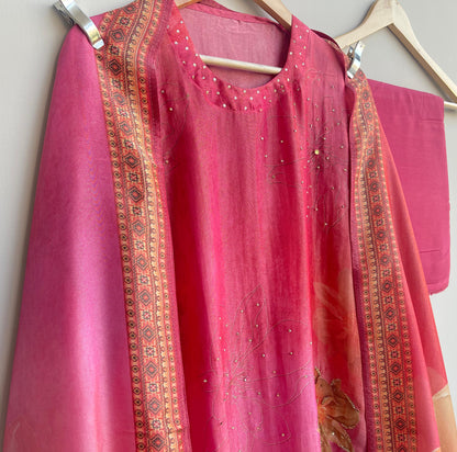 Shimmer silk unstitched ladies suit Rc17892