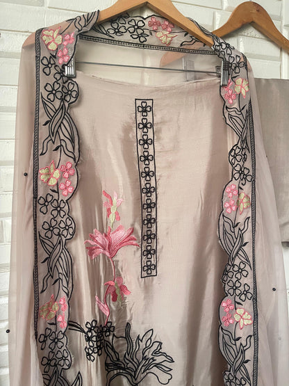 Glass organza unstitched ladies suit Rc17769