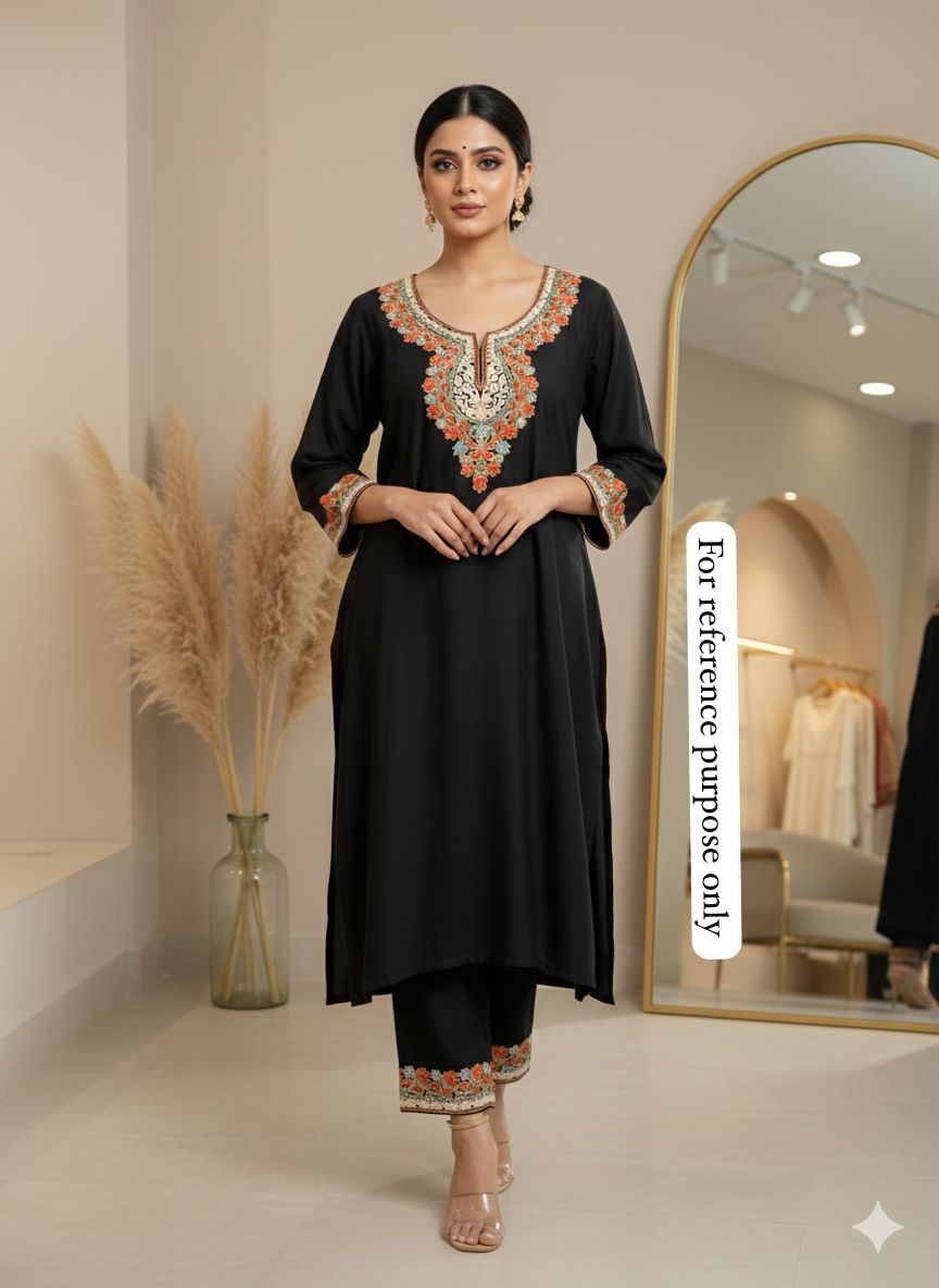 Reyon kashmiri kadai ready ladies coord set Rc18384 ( a)