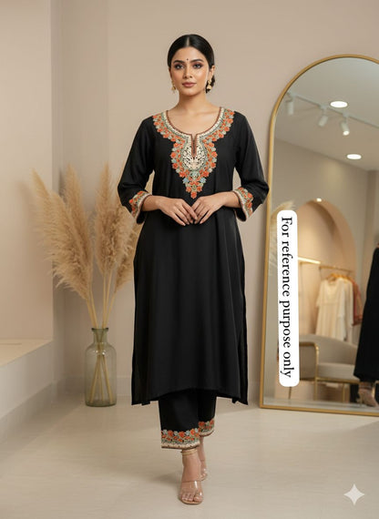 Reyon kashmiri kadai ready ladies coord set Rc18384 ( a)