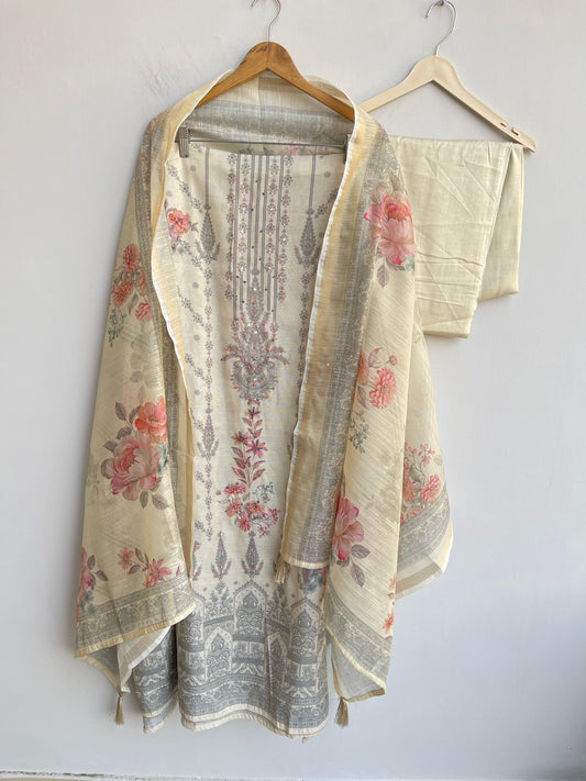 Kora linen soft unstitched ladies suit Rc18397