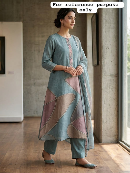 Self mul chanderi printed unstitched ladies suit Rc19135  (a)