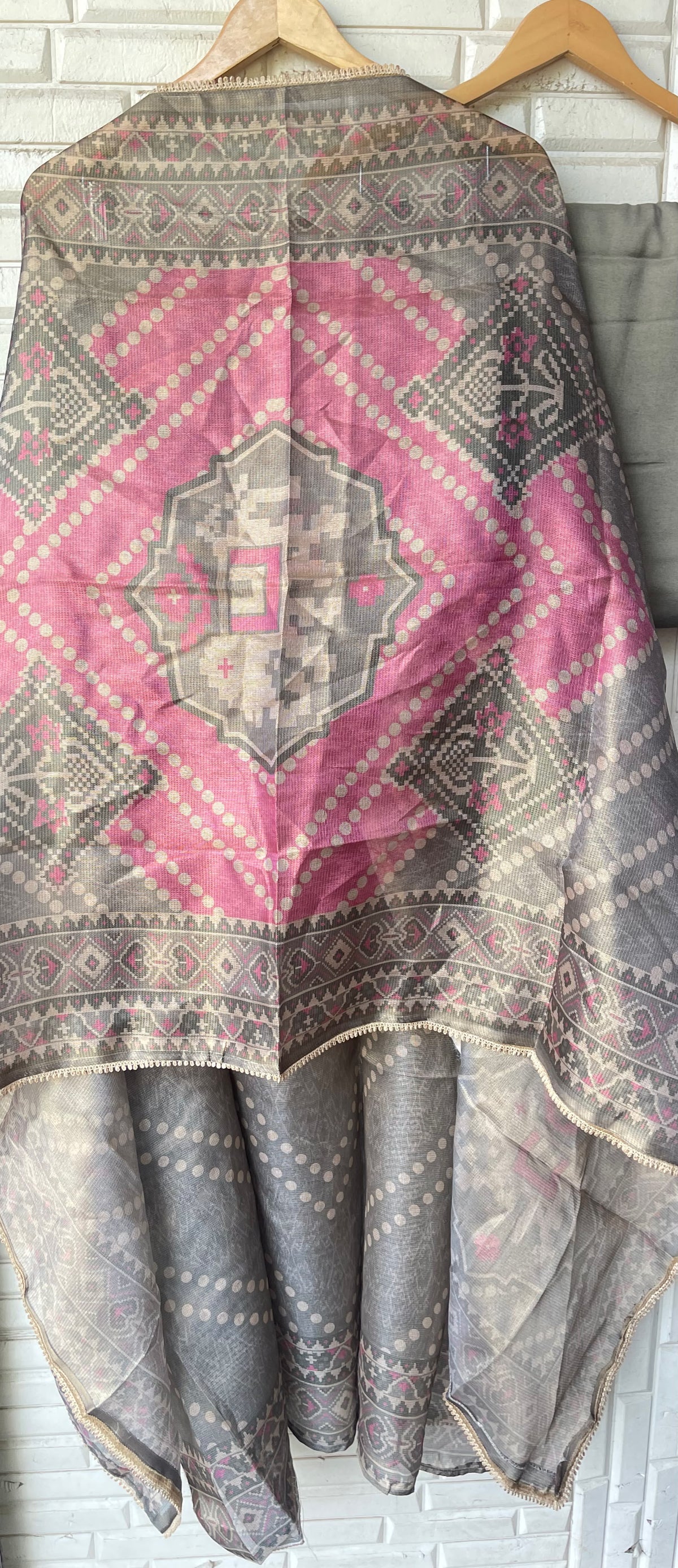 Shimmer Linen Printed Unstitched 3 Piece Designer Suit Set