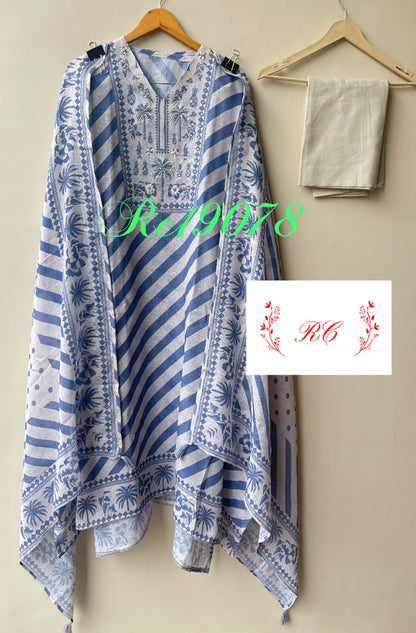 Linen printed unstitched ladies suit Rc19078