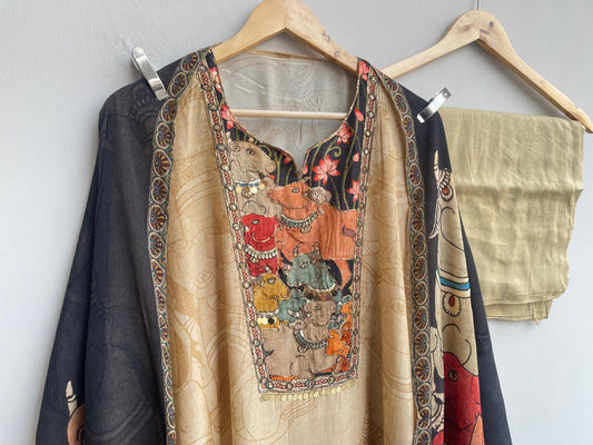 Muslin silk madhubani print ladies unstitched suit Rc18298