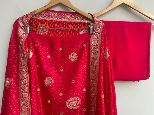 Banarasi silk unstitched ladies suit Rc17840 (a)