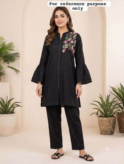 Cotton silk stitched ladies coord set Rc19182