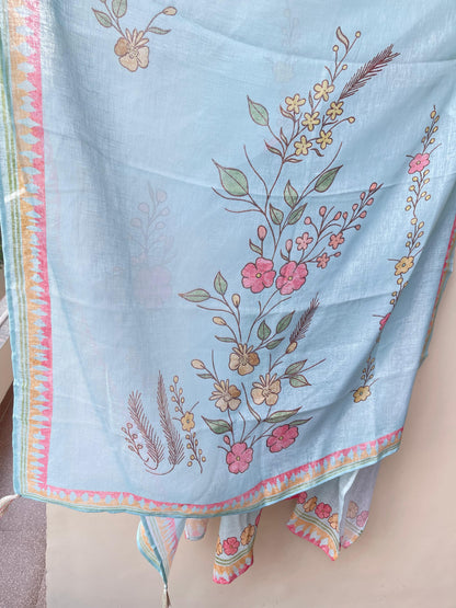 Pure linen printed unstitched ladies suit Rc18911