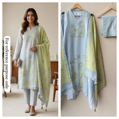 Pure linen printed unstitched ladies suit Rc18914