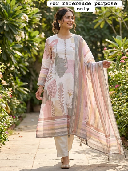 Linen printed fabric ladies unstitched suit Rc19042