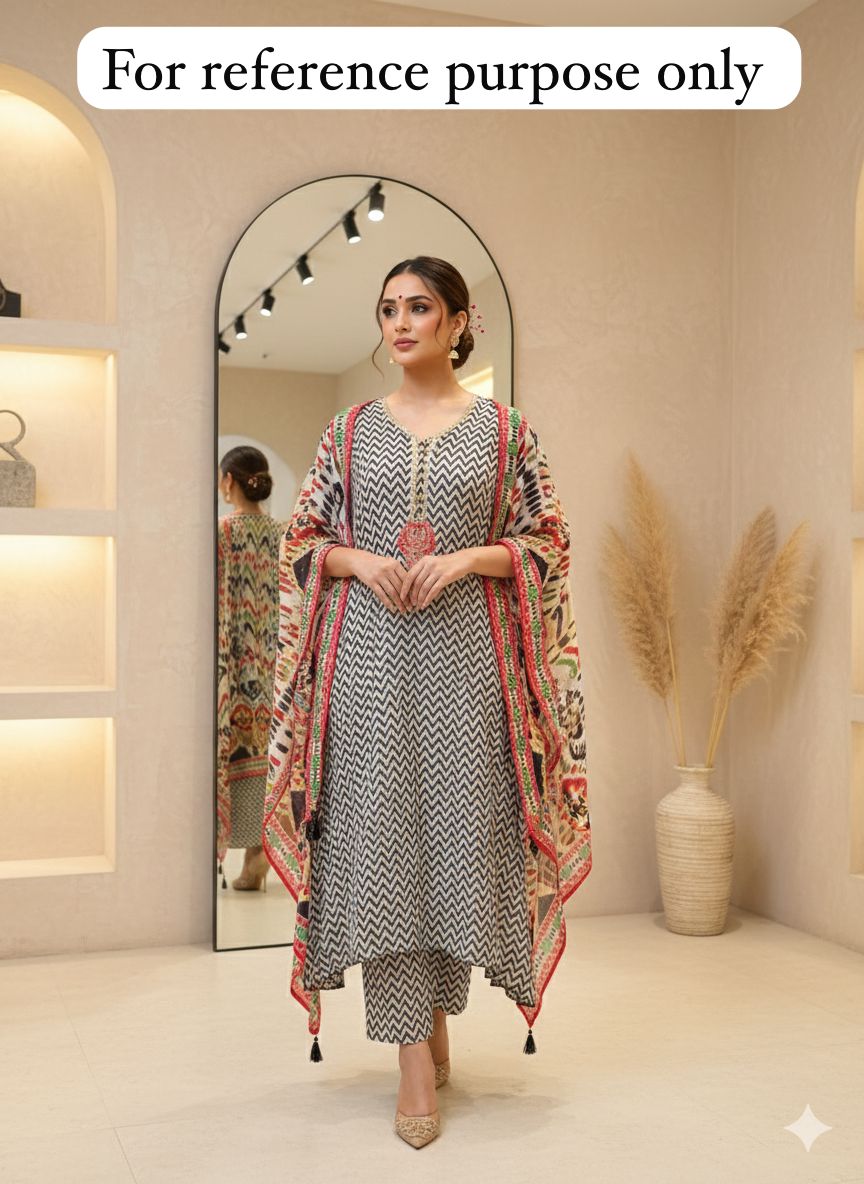 Satin Crepe Ikkat Printed Unstitched Ladies Suit RC-18403 – view 2