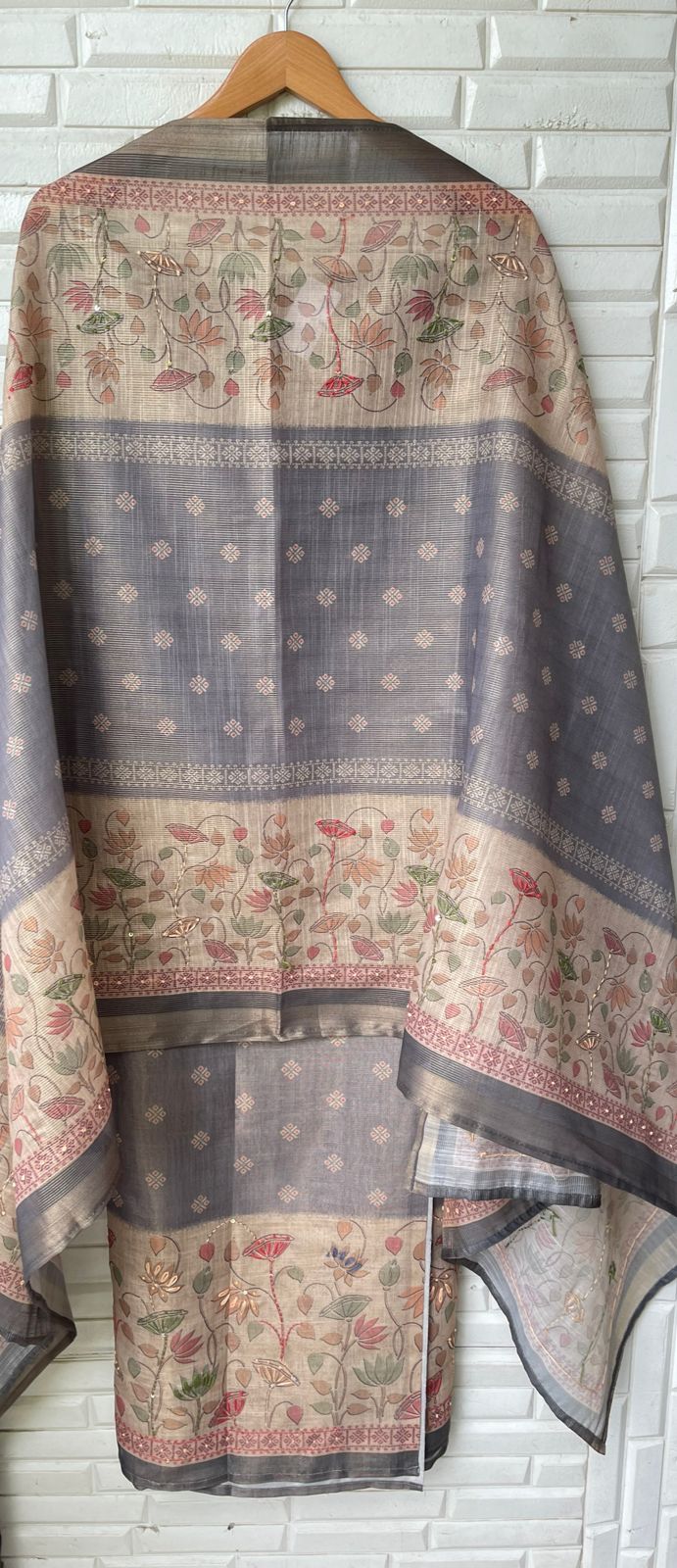 Banarasi shimmer kora linen unstitched ladies suit Rc17505