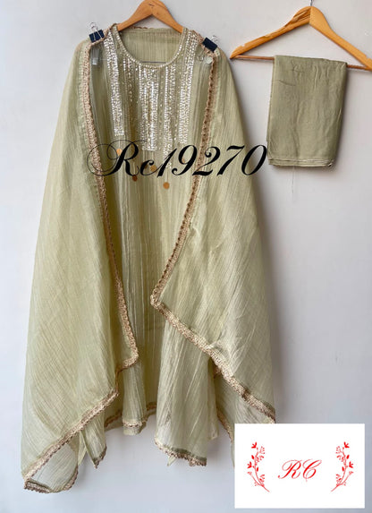 Pure crushed shimmer tissue unstitched ladies suit Rc19270 (a)