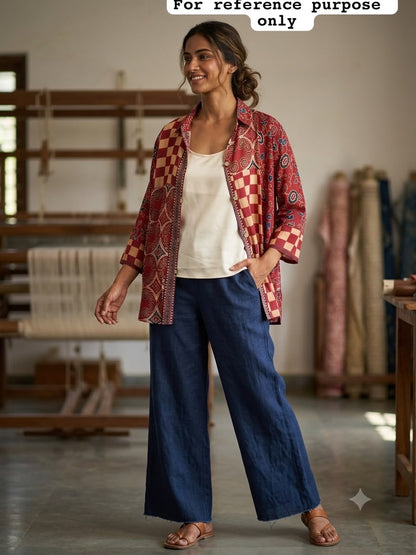 Satin crepe stitched ladies coord shirt Rc19165 (b)