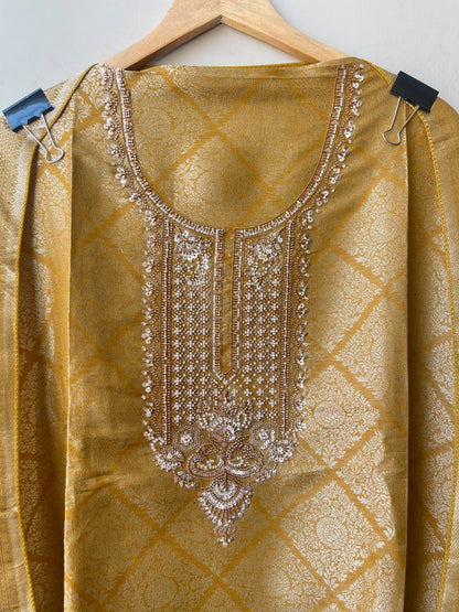 Fine Banarasi shimmer silk unstitched ladies suit Rc19261 (a)