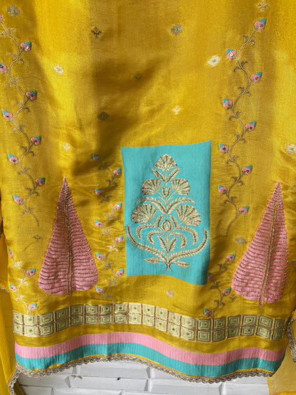 Banarasi shimmer silk unstitched ladies suit Rc17527