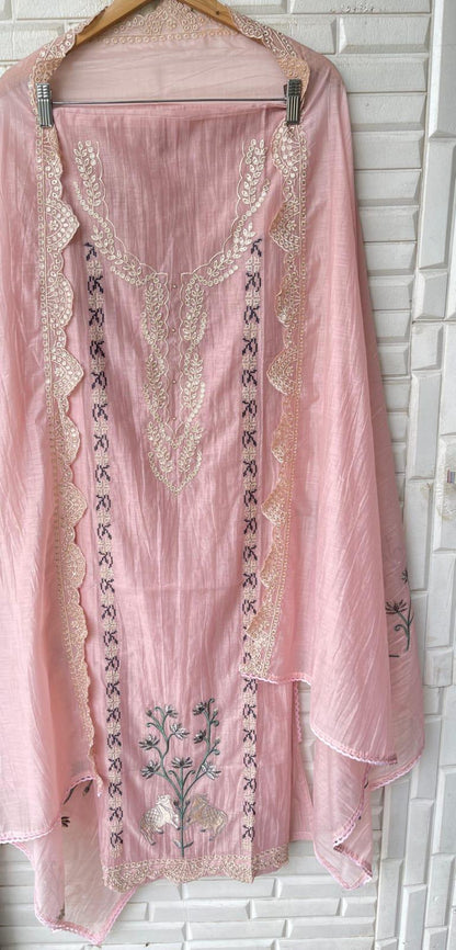 Mul chanderi unstitched ladies suit Rc17188