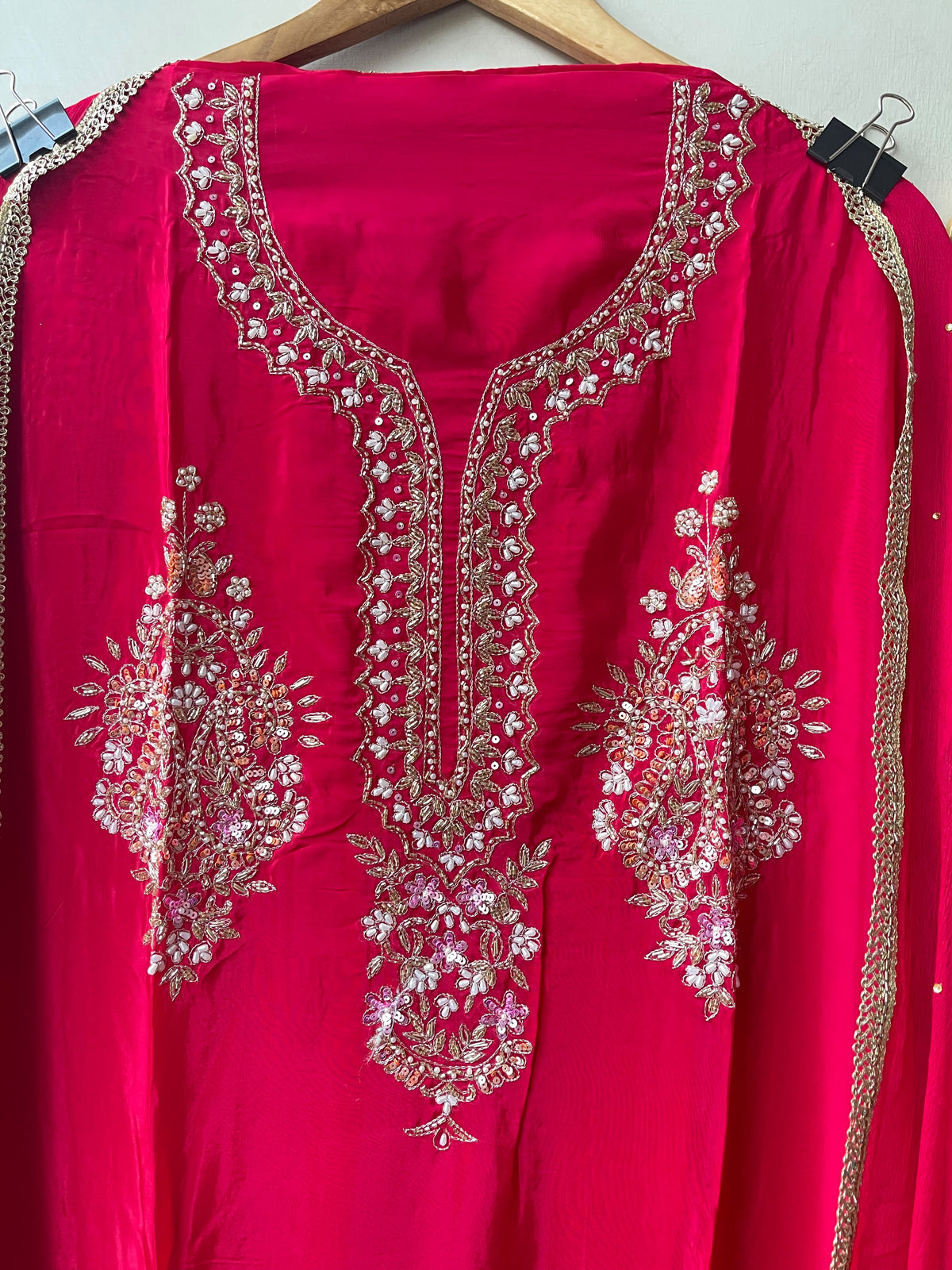 Exquisite Satin Crepe Designer Unstitched 3 Pcs Suit Set