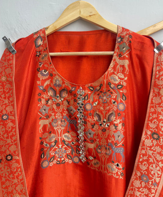 Self banarasi silk woven unstitched ladies suit Rc18169