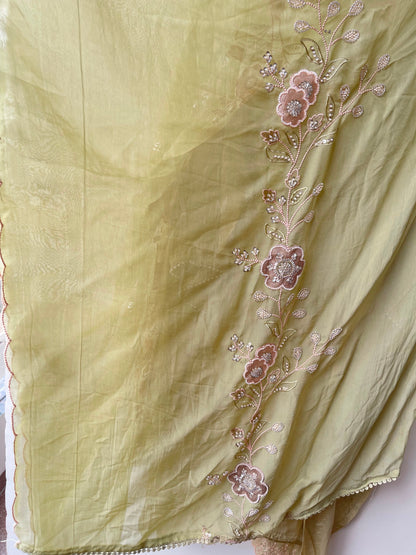 Crepe satin unstitched ladies suit Rc19060 (b)