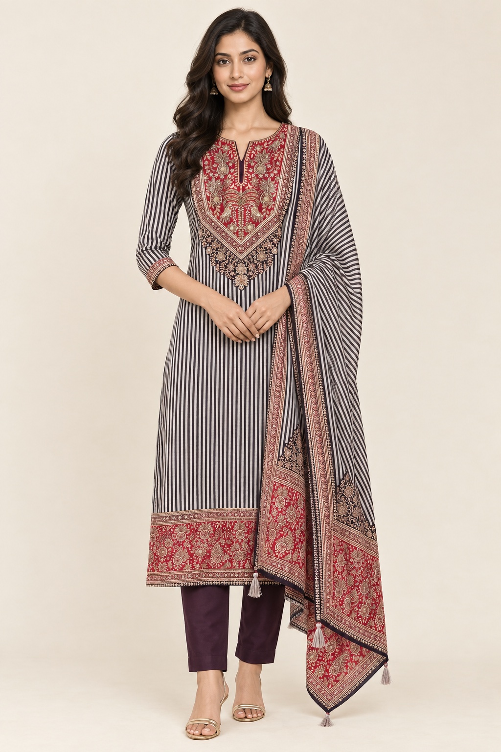 Exquisite Pure Silk Printed Unstitched Designer 3 Pcs Suit Set