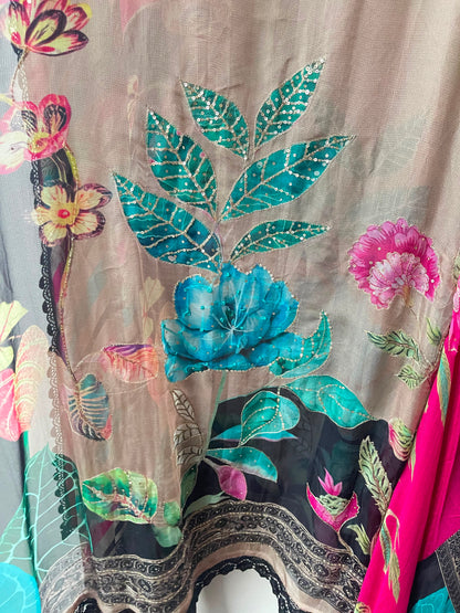 Pure organza Tuile printed unstitched ladies suit Rc19186
