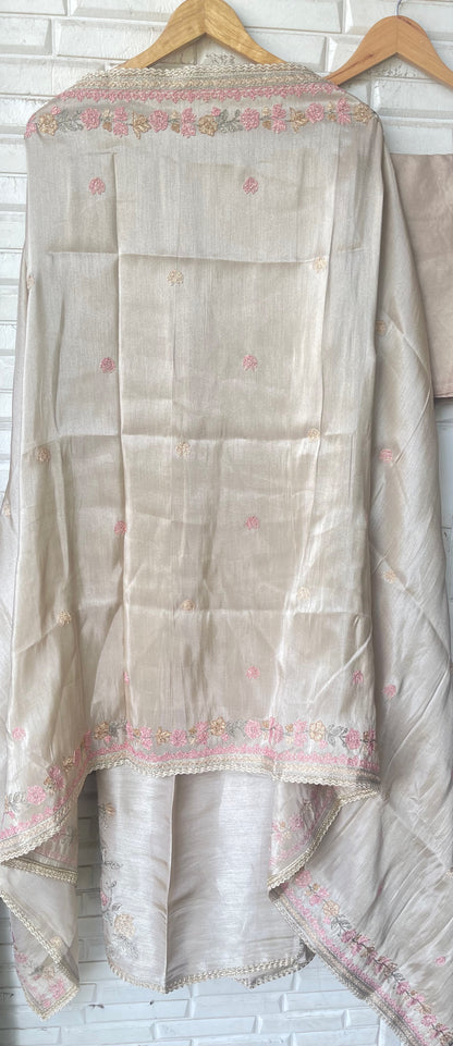 Premium Shimmer Silk Designer 3 pcs Unstitched suit Set