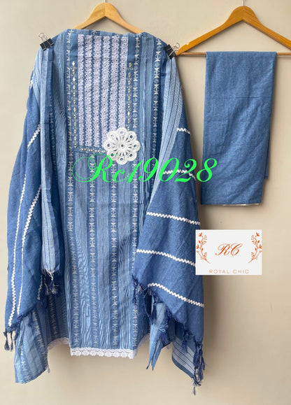 Self cotton weaving ladies  unstitched suit Rc19028