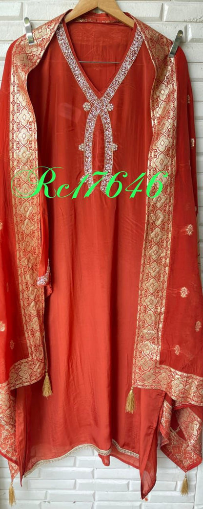 Organza semi stitched ladies suit Rc17646