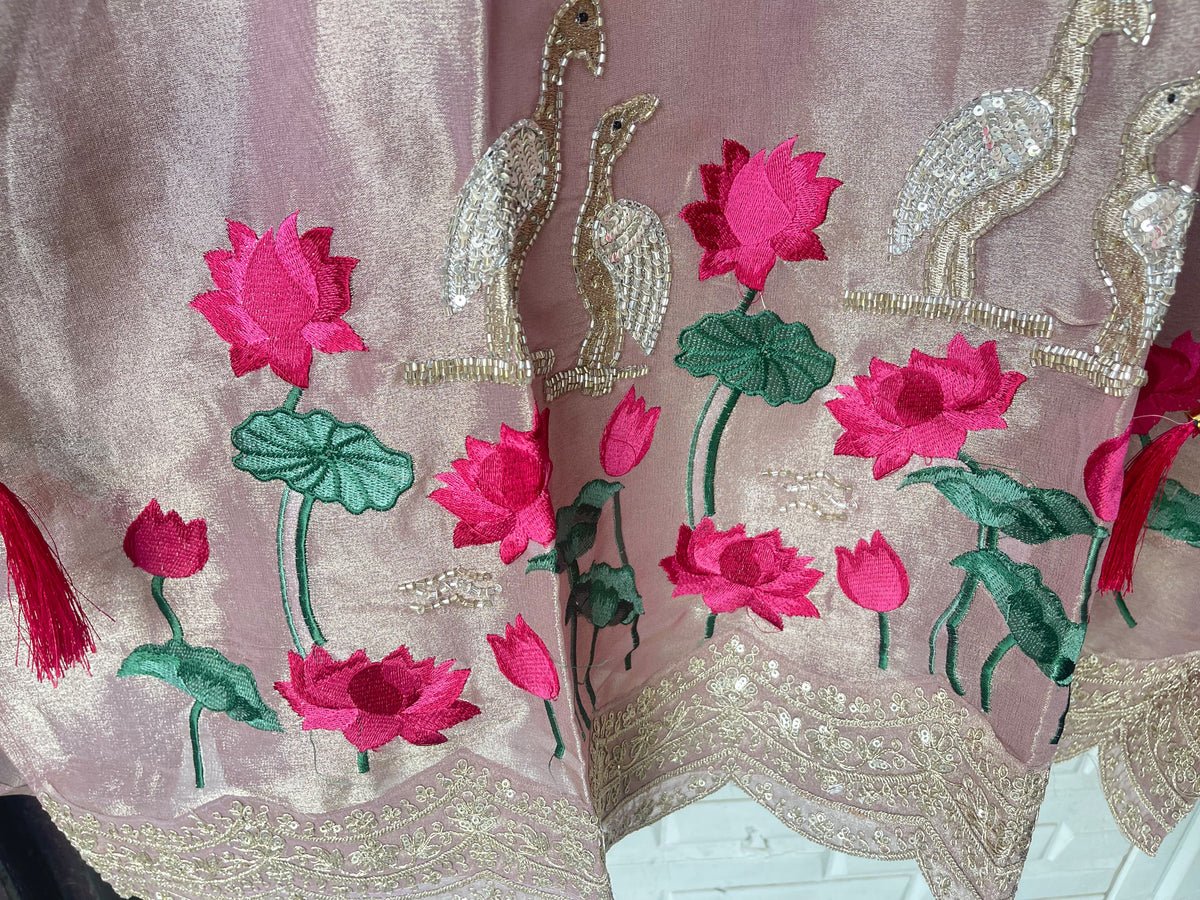 Elegant Shimmer silk 3 Pcs Unstitched Designer Suit Set