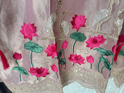 Elegant Shimmer silk 3 Pcs Unstitched Designer Suit Set
