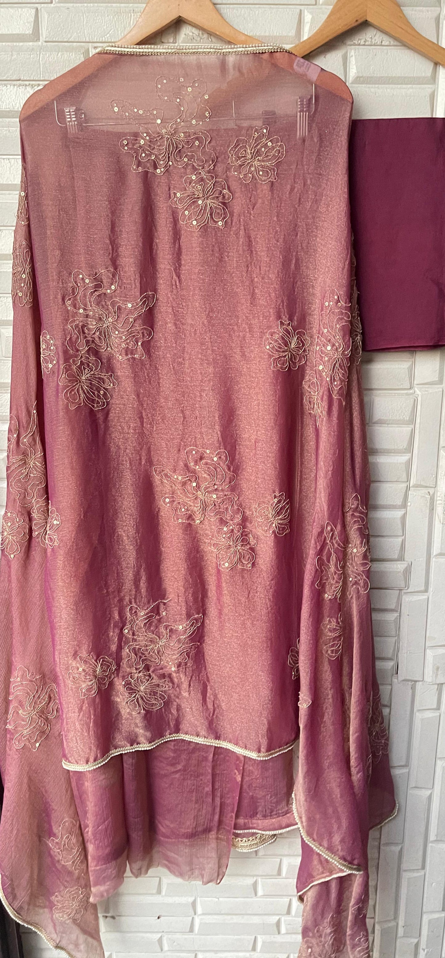 Self crushed shimmer chinon unstitched ladies suit Rc17788 (b)