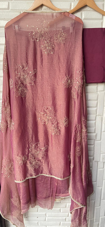 Self crushed shimmer chinon unstitched ladies suit Rc17788 (b)