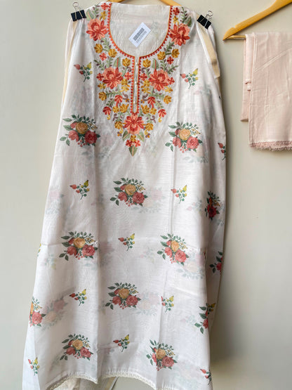 Mul chanderi printed ladies unstitched suit Rc18964