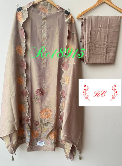 Soft shimmer silk unstitched ladies suit Rc18913