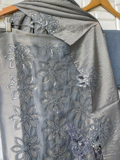 Brocade self banarasi shimmer silk unstitched ladies suit Rc17747 (a)