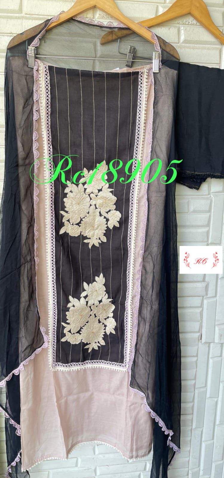 Mul chanderi printed unstitched salwar suit with resham and crochet work – RoyalChicByPriti