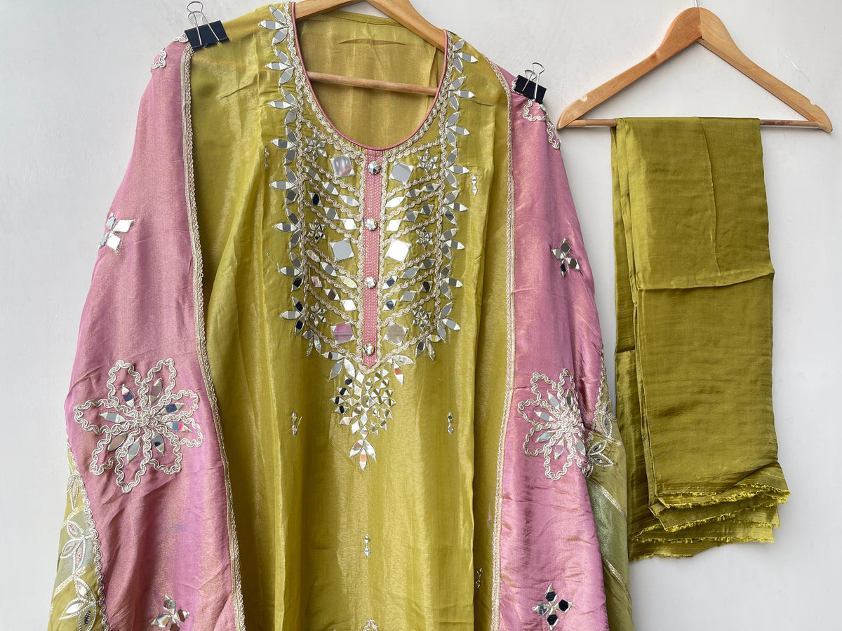 Shimmer silk unstitched ladies suit