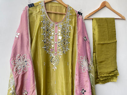 Shimmer silk unstitched ladies suit