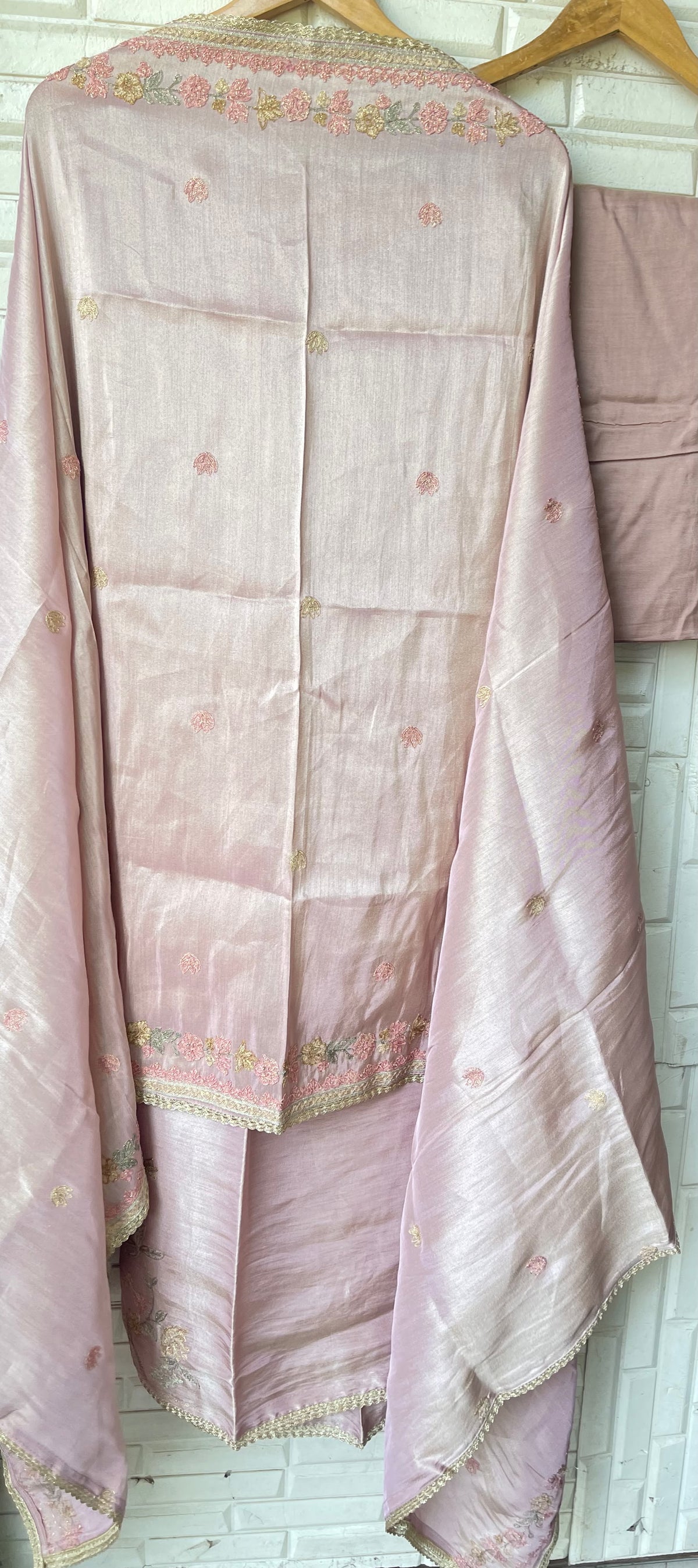 Premium Shimmer Silk Designer 3 pcs Unstitched suit Set