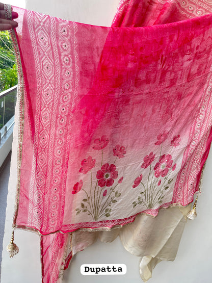 Banarasi Shimmer Organza Silk Embroidered Unstitched Suit Set