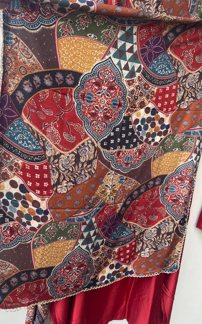 Exquisite Glaze Cotton Printed Fabric Unstitched Suit Set